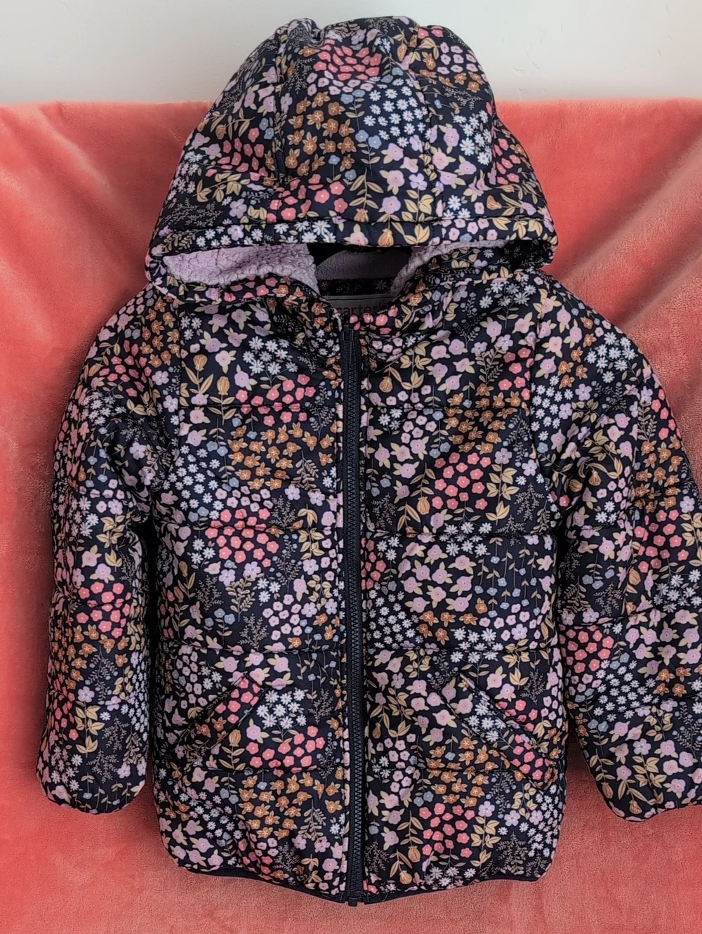 Carter's Girls Floral Hooded Puffer Winter Jacket